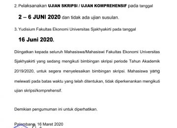 Batas Akhir Pengusulan Mengikuti Ujian Skripsi Tahun Akademik 2019/2020