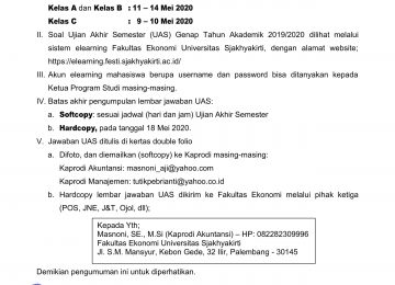 Teknis Pelaksanaan UAS Genap Tahun Akademik 2019/2020