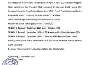 DAFTAR ULANG SEMESTER GANJIL TA. 2020/2021