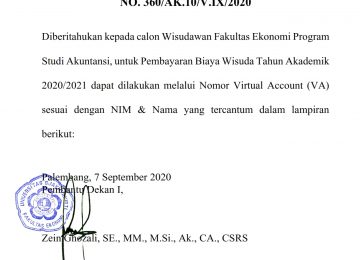 Pembayaran Biaya Wisuda Melalui Virtual Account Bagi Calon Wisudawan Prodi Akuntansi