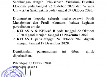 Penggantian Jadwal Perkuliahan