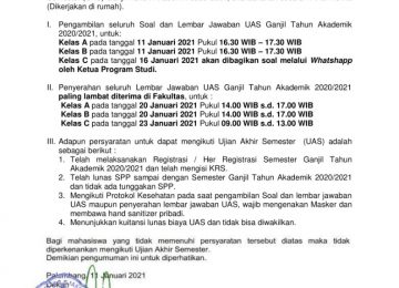 Teknis Pelaksanaan Ujian Akhir Semester Ganjil Tahun Akademik 2020/2021