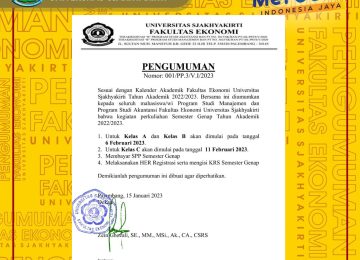 Awal Perkuliahan Semester Genap TA 2022/2023