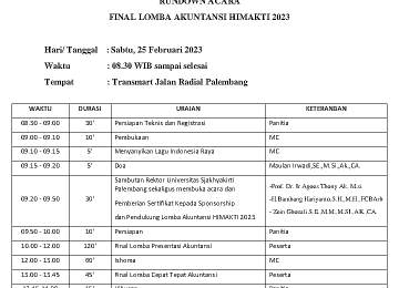 RUNDOWN ACARA FINAL LOMBA AKUNTANSI HIMAKTI 2023