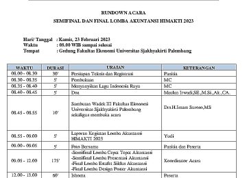 Rundown Acara Semifinal & Final Lomba Akuntansi HIMAKTI 2023