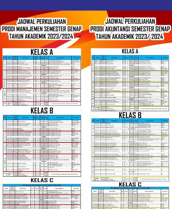 Jadwal Perkuliahan Semester Genap TA. 2023/2024